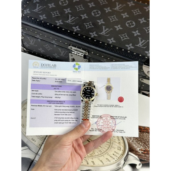 Rolex Datejust Two Tone Lady 10K Yellow Gold Wrapped Black Dial Jubilee 31mm