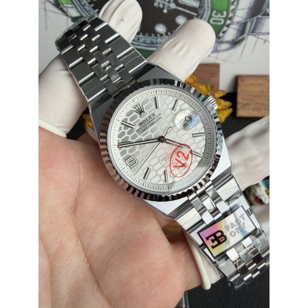 Rolex Land-Dweller 127334-0001 White Honeycomb-motif Dial Jubilee Bracelet Best Replica BPF 40mm
