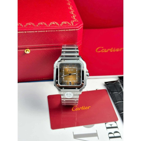 Cartier Santos WSSA0064 Brown Dial Large Model Best Replica BVF 39.8mm