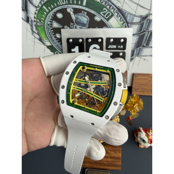 Richard Mille RM61-01 White Ceramic Asia Limited EditionVaucher Movement 1:1 Super Clone A9F 42.7mm x 50.23mm (Free Sprung)