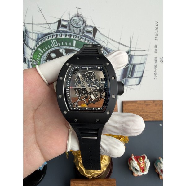Richard Mille RM055 Bubba Watson Black Edition Black Ceramic Vaucher Movement 1:1 Super Clone A9F 42.7 x 49.9mm (Free Sprung)
