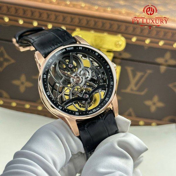 Audemars Piguet Code 11.59 Tourbillon Openworked 26600OR Rose Gold Leather Strap 1:1 Best Replica APPF 41mm