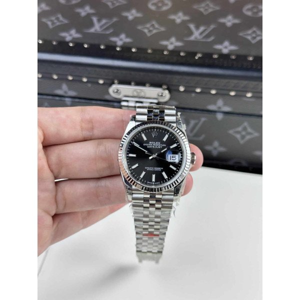 Rolex Datejust Black Dial Luminous Hour Marker Top Quality Replica 36mm