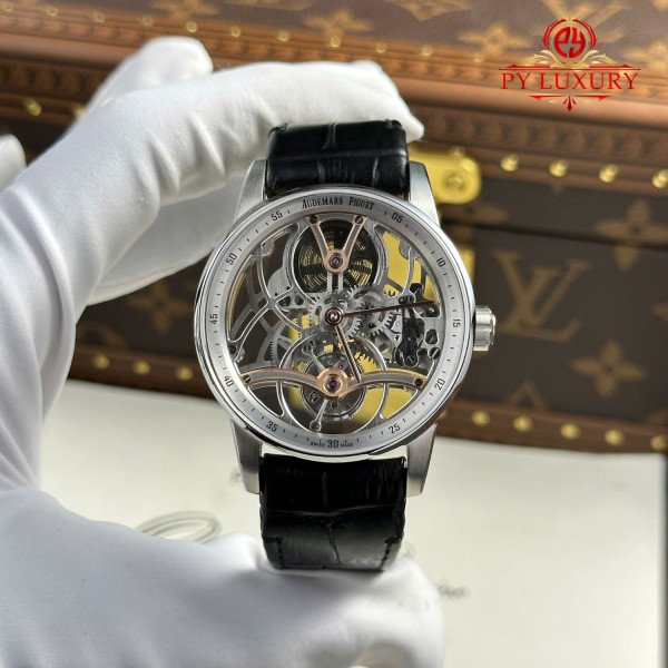 Audemars Piguet Code 11.59 26600CR Silver Tone Inner Bezel Black Leather Strap 1:1 Best Replica APPF 41mm