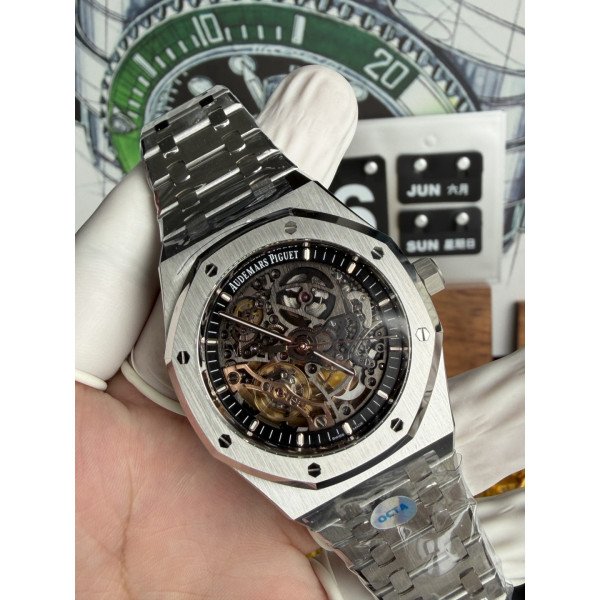 Audemars Piguet Royal Oak 15407ST Openworked Skeleton Dial 1:1 Best Replica OCTA 41mm (Free Sprung)