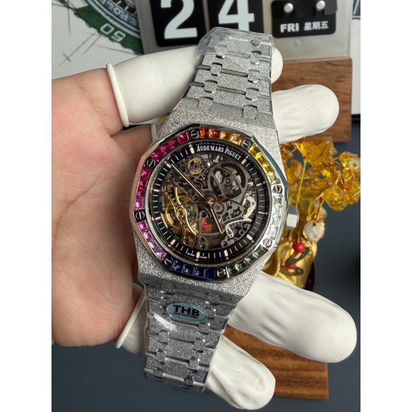 Audemars Piguet Royal Oak Frosted White Gold Openworked 15412BC Skeleton Dial Best Replica THB 41mm