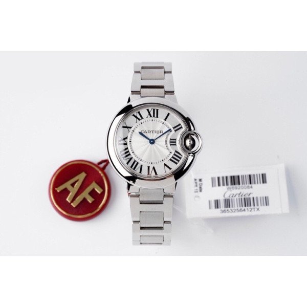 Cartier Ballon Bleu W6920084 White Dial Bracelet Best Replica AF 33mm