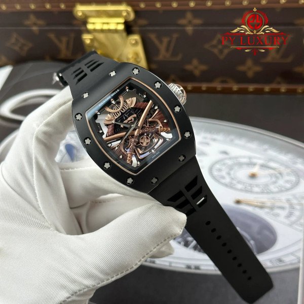 Richard Mille RM47 Samurai Tourbillon Rose Gold Black Ceramic Best Replica 42.7mm