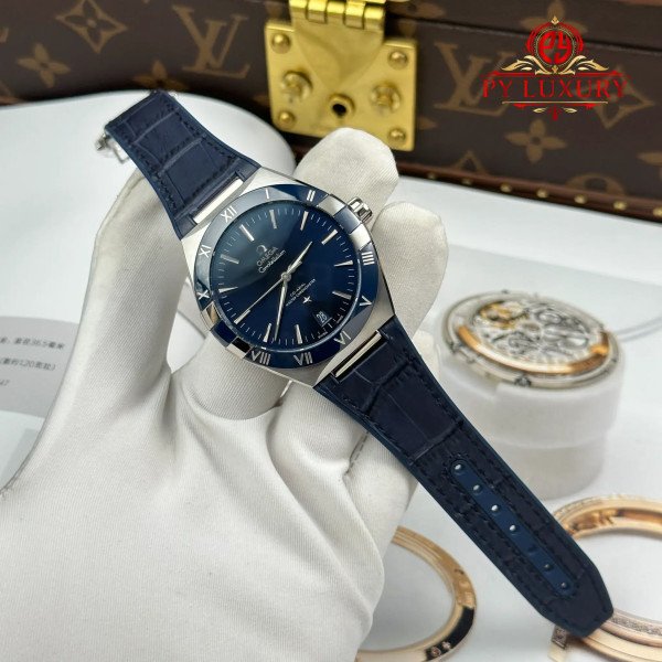 Omega Constellation Chronometer 131.33.41.21.03.001 Blue Dial Leather Strap Best Replica 41mm