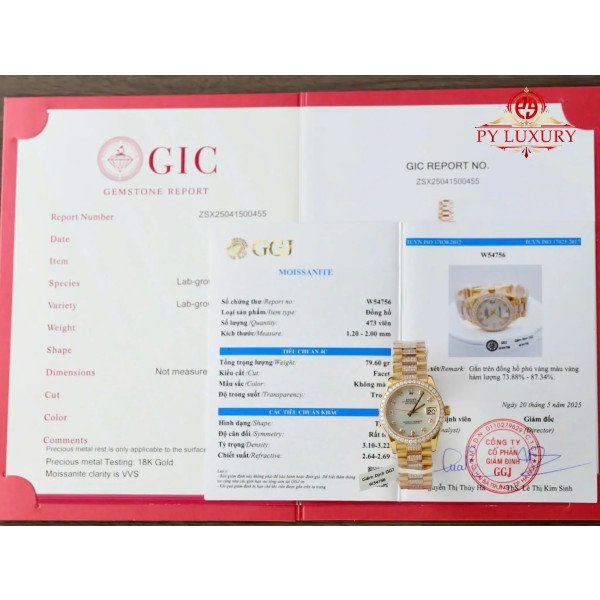 Rolex Datejust Lady 18K Yellow Gold Plated Custom Natural MOP Dial Moissanite Bezel Moissanite Bracelet 31mm