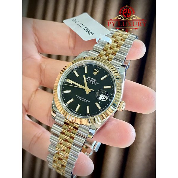 Rolex Datejust 126333 Black Dial 10K Yellow Gold Wrapped Jubilee Bracelet 1:1 Replica 41mm
