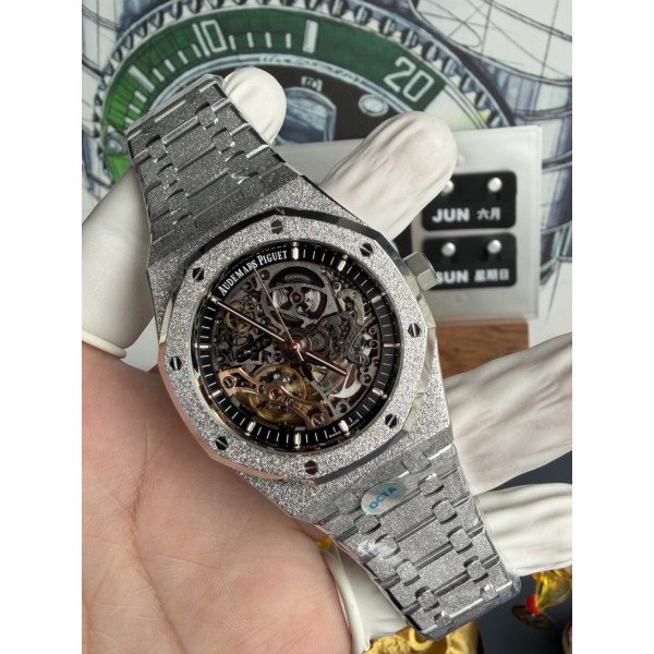 Audemars Piguet Royal Oak 15407BC Frosted Gold Openworked Skeleton Dial 1:1 Best Edition OCTA 41mm (Free Sprung)
