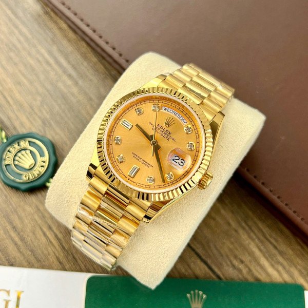 Rolex Day-Date 128238-0008 Champagne Diamond Dial 18K Yellow Gold Wrapped 1:1 Replica GMF 36mm