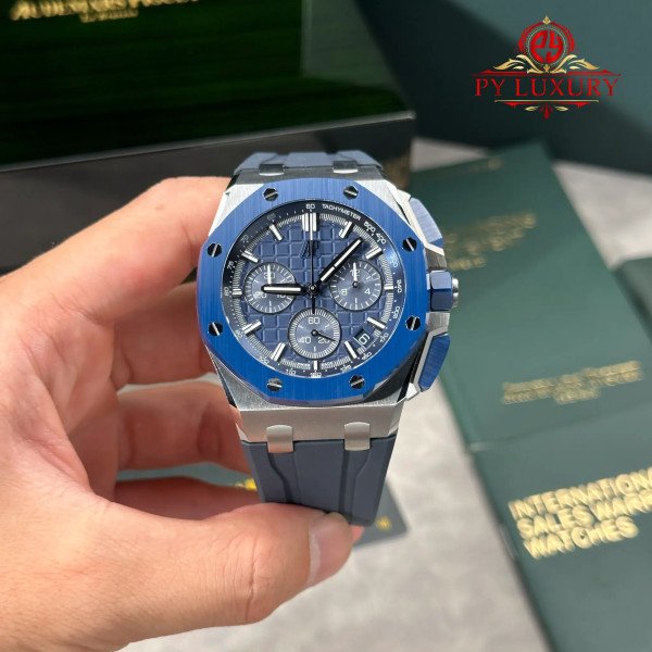 Audemars Piguet Royal Oak Offshore Chronograph 26420SO Blue Dial Blue Ceramic Bezel 1:1 Best Replica DDF 43mm (Free-Sprung)