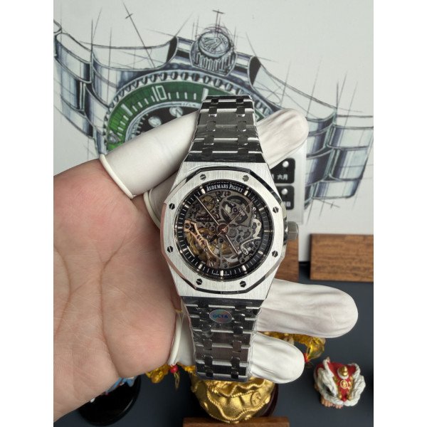 Audemars Piguet Royal Oak 15407ST Openworked Skeleton Dial 1:1 Best Replica OCTA 41mm (Free Sprung)