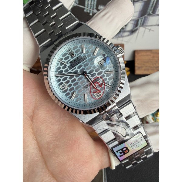 Rolex Land-Dweller 127336-0001 Ice-blue Honeycomb-motif Dial Best Replica BPF 40mm