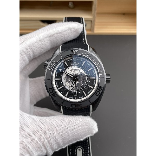 Omega Seamaster Planet Ocean 600M GMT Worldtimer Black & Grey Dial Best Replica VSF 45.5mm