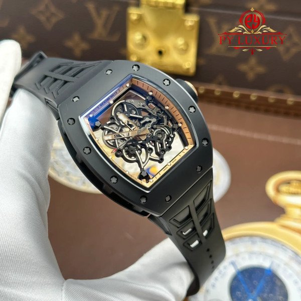 Richard Mille RM055 Bubba Watson Black Ceramic Asia Edition Black Rubber Strap Best Replica ZF 42.7mm