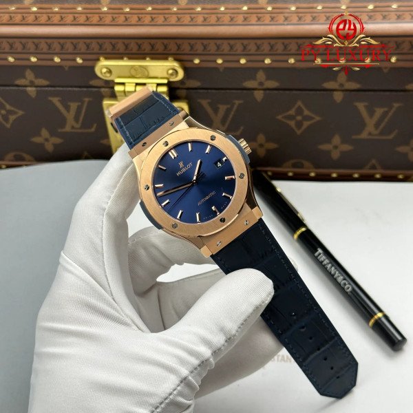 Hublot Classic Fusion King Gold Navy Blue Dial 45mm 1:1 Best Replica JJZ Factory