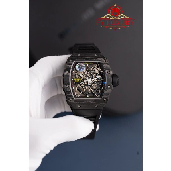Richard Mille RM35-02 Rafael Nadal Black Carbon TPT Black Rubber Band Super Clone V7 ZF 49.94mm x 44.5mm