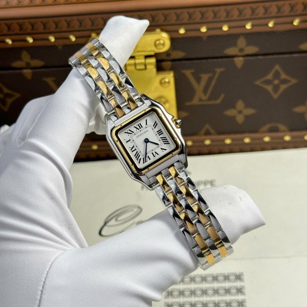 Cartier Panthère Medium Model Steel & Yellow White Dial Best Replica BVF 27mm x 36mm