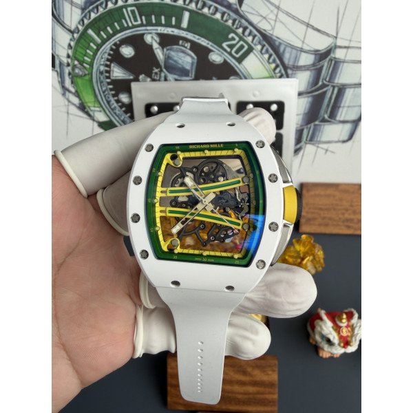 Richard Mille RM61-01 White Ceramic Asia Limited EditionVaucher Movement 1:1 Super Clone A9F 42.7mm x 50.23mm (Free Sprung)