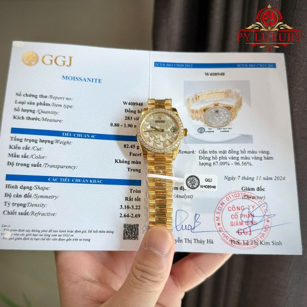 Rolex Datejust 278288PAVEO MOP Butterfly Dial 18K Gold Wrapped Moissanite Bezel Best Replica 31mm