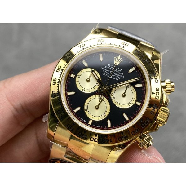 Rolex Daytona 126508-0002 Yellow Gold Black & Champagne-Color Dial 180g Top Quality Replica QF 40mm