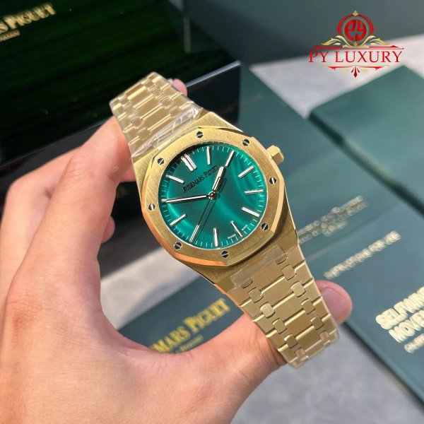 Audemars Piguet Royal Oak 15513BA Yellow Gold Malachite Stone Dial Best Clone APW 41mm