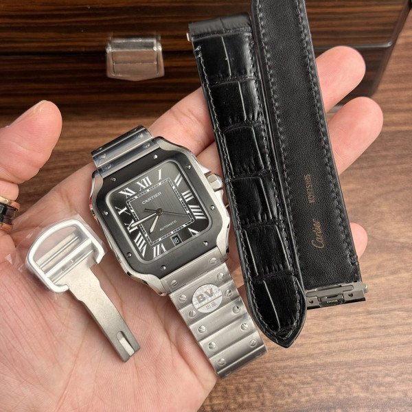 Cartier Santos WSSA0037 Grey Dial Large Model Best Replica BVF 39.8mm