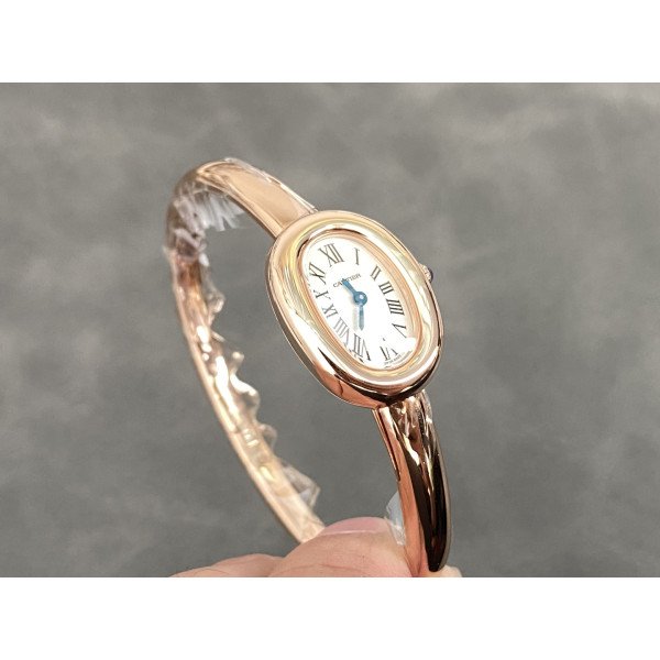 Cartier Baignoire de Cartier Rose Gold Silver Dial Mini Model Best Replica (Wrist Size 15, 16, 17cm)