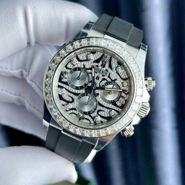Rolex Daytona ‘Eye of the Tiger’ 116589TBR Custom Moissanite Rubber Strap Best Replica 40mm