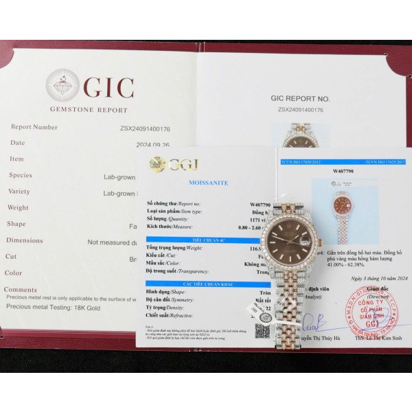 Rolex Datejust 41 Two Tone Chocolate Dial 18K Gold Plated Iced Out Moissanite Best Replica 41mm