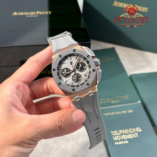 Audemars Piguet Royal Oak Offshore 26420OI Rose Gold Grey Dial Grey Ceramic Bezel Gained Weight 1:1 Best Replica DDF 43mm (Free-Sprung)
