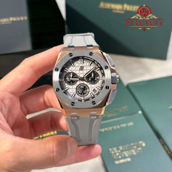 Audemars Piguet Royal Oak Offshore 26420OI Rose Gold Grey Dial Grey Ceramic Bezel Gained Weight 1:1 Best Replica DDF 43mm (Free-Sprung)