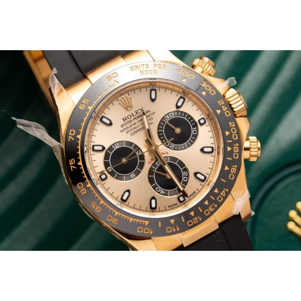 Rolex Daytona 116518 Yellow Gold Champagne Dial Oysterflex Replica 40mm