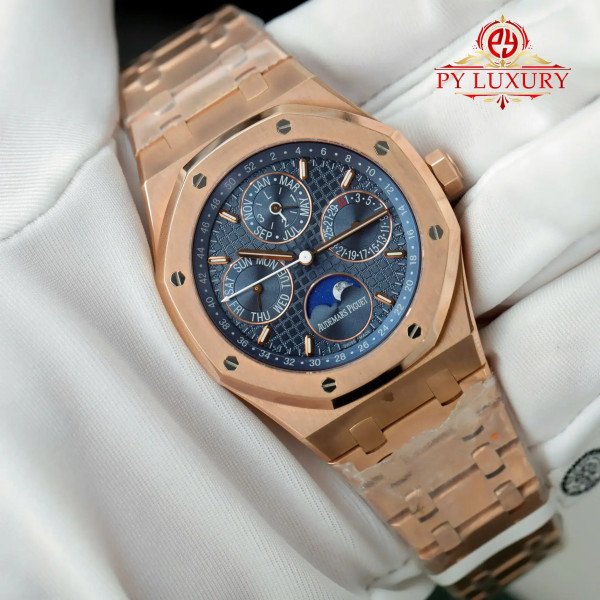 Audemars Piguet Royal Oak Perpetual Calendar 26574OR 18K Rose Gold Plated Blue Dial Best Replica 41mm