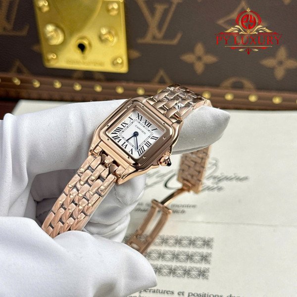 Cartier Panthère Rose Gold Small Model Silver Dial Best Replica BVF 22mm x 30mm