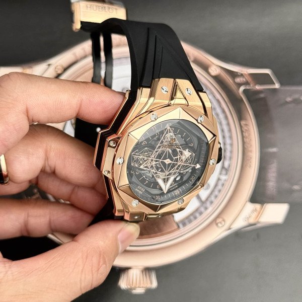 Hublot Big Bang Sang Bleu II King Gold Black Dial Best Replica BBF 45mm
