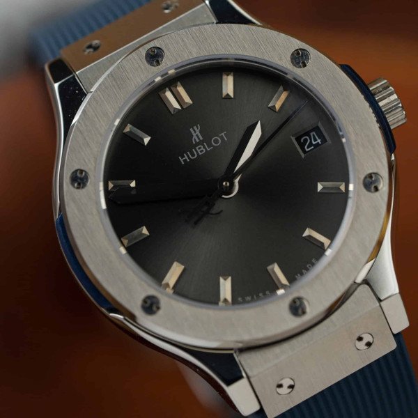 Hublot Classic Fusion Titanium Grey Dial Rubber Lady Watch Replica 33mm