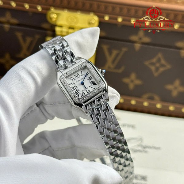 Cartier Panthère Steel Small Model White Dial Diamond Bezel Best Replica BVF 22mm x 30mm