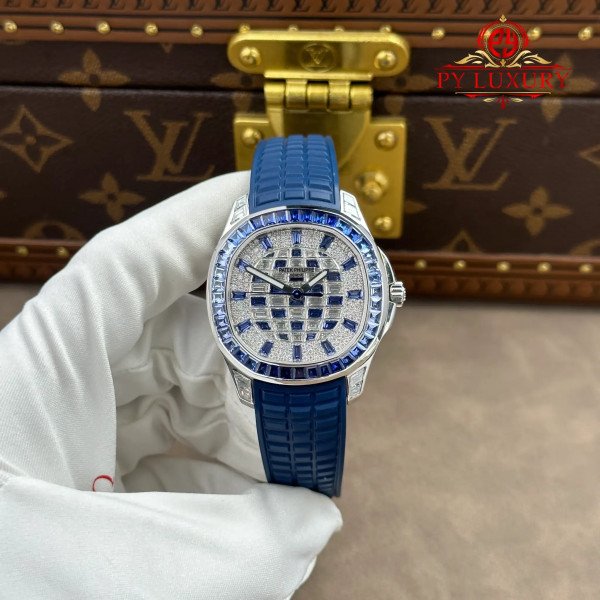Patek Philippe Aquanaut Luce 5268/461G-001 Custom Blue Sapphire & Moissanite with ACE Movement 38.8mm