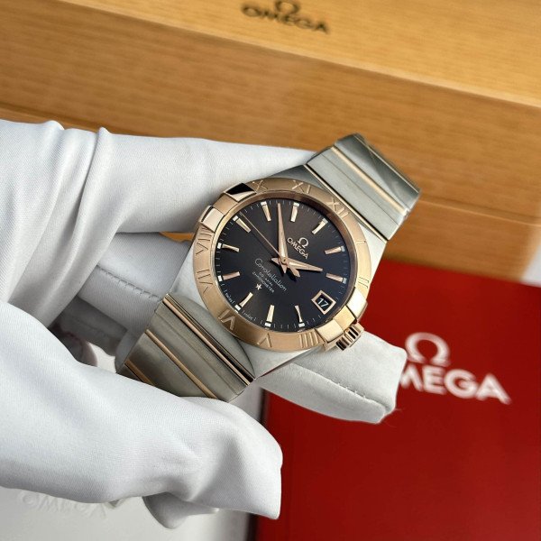 Omega Constellation Co-Axial Two Tone Rose Gold Brown Dial Best Replica 38mm