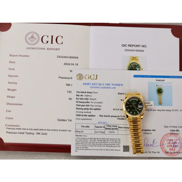 Rolex Day-Date 40 Green Luminous Dial 18K Yellow Gold Wrapped Best Replica 40mm