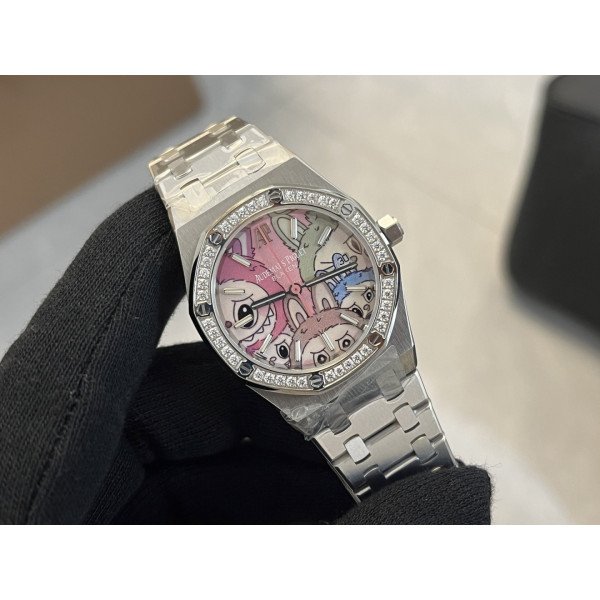 Audemars Piguet Royal Oak Lady Labubu Dial Diamond Bezel Best Replica OMF 34mm