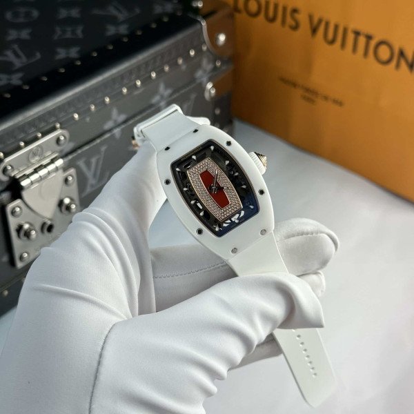 Richard Mille RM07-01 White Ceramic Rose Gold Red Lip Best Replica 45.32 x 32.3mm