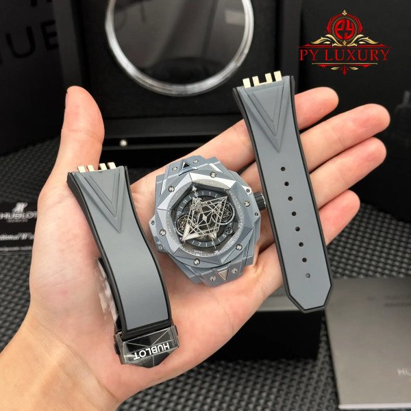 Hublot Big Bang Sang Bleu II Grey Ceramic Rubber Strap Best Replica BBF 45mm