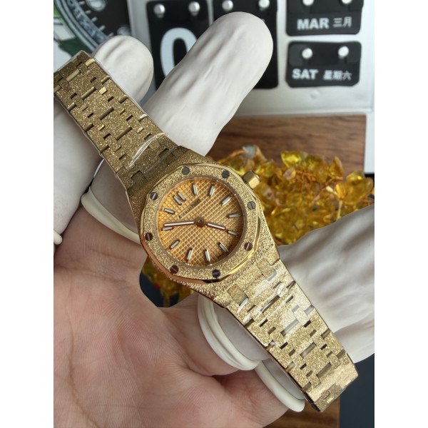 Audemars Piguet Royal Oak Mini Frosted Yellow Gold 67630BA Lady Quartz Best Replica 23mm