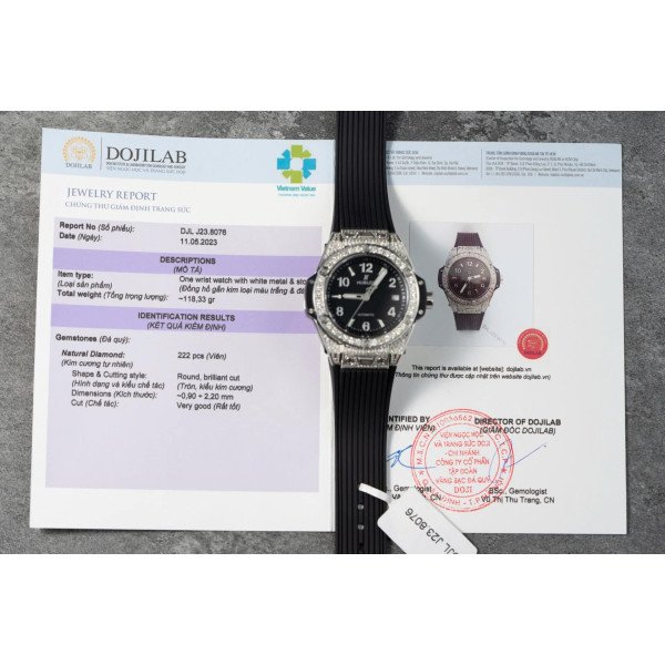 Hublot Big Bang One Click Steel Pavé Black Dial Custom Natural Diamonds Best Replica 39mm