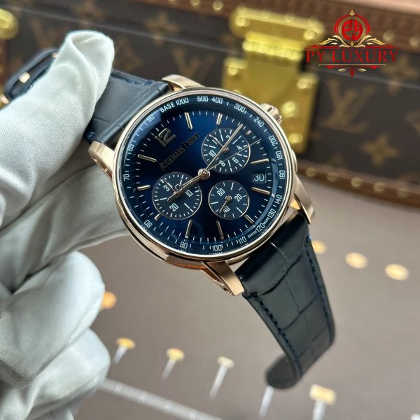 Audemars Piguet Code 11.59 Chronograph 26393OR Rose Gold Blue Dial Leather Strap 1:1 Best Replica APSF 41mm